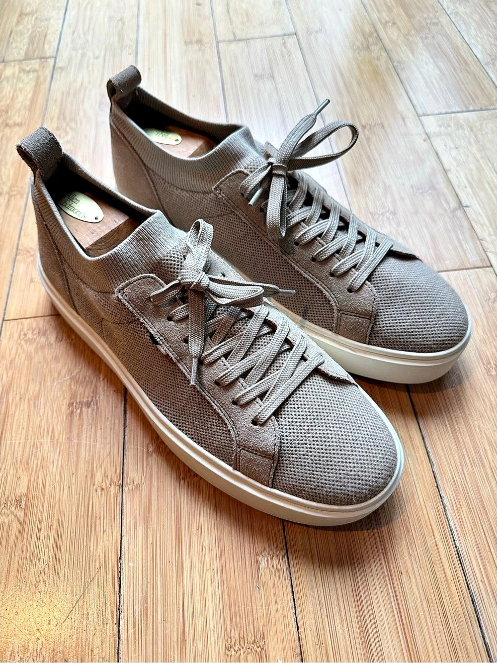 Allen Edmonds Oliver Knit Taupe Beige Suede Men's Sneakers 9.5D